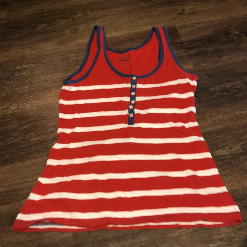 Old Navy Red/White Striped Tank Top